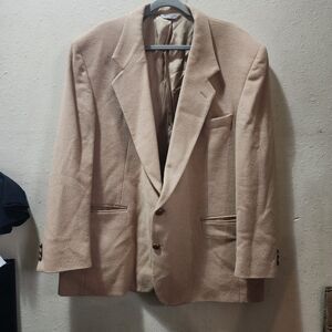 Vintage 1980s Northbrook Wool Men's Beige Blazer With Leather Buttons Size 44 L